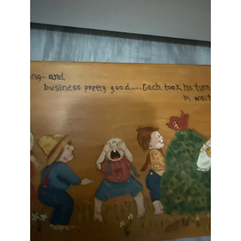 Vintage 1990 Hand Painted Wood Outhouse Plaque Folk Art Bathroom Decor JGW 90